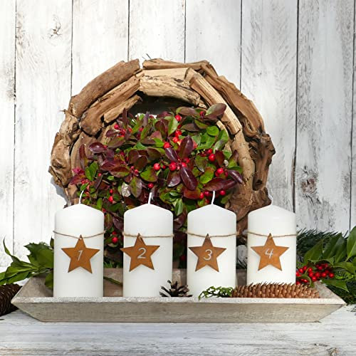 Adventszahlen 1-4 Stern in Rostoptik mit Juteband für Stumpenkerzen zur Weihnachtsdeko