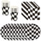 BlinBlin Rennwagen Party Zubehör, Schwarz und Weiß kariert Teller, Rennauto Teller Becher und Servietten Papier Dessert Kuchen Teller Geschirr Kit, Serviert 20 Gäste