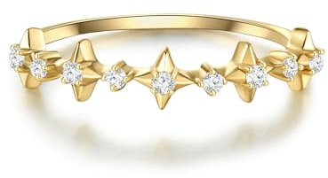 GLANZSTÜCKE MÜNCHEN Damen Ring aus 925/- Sterling Silber gelbvergoldet Zirkonia weiß - Steckring Stapelring Memoirering Silberring Gelbgold