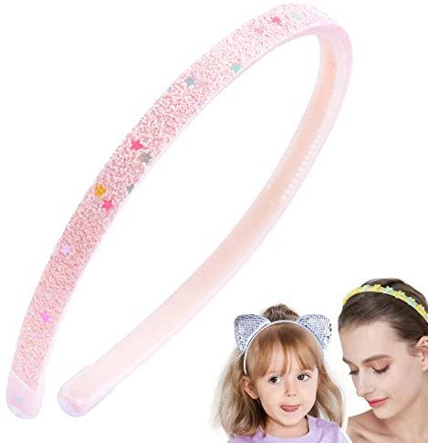 FAIRYGATE Regenbogen-Stirnbänder für Mädchen und Frauen Glitzerstern-Haarbänder Mädchenherz-Pailletten-Stirnbänder Glänzende Regenbogen Bänder für Mädchen Kinder 4219