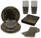 125 PCS Assiettes en Carton Noir Or,Set d'Assiettes de Fête Jetables,25 invités Vaisselle Jetable Tasses Serviettes Pailles pour Diverses Fêtes et Anniversaire Mariage Fête (Noir Or)