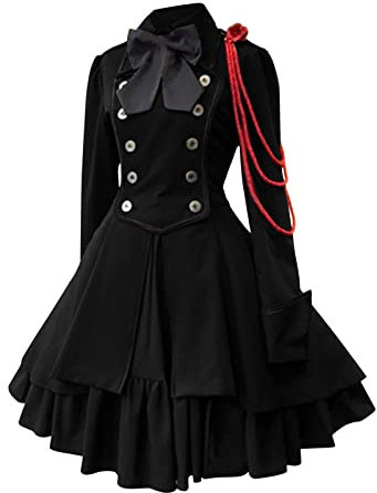 Damen Kleider Punk Lolita Steampunk Gothic Kostüm Kleider Schleifenkleid Renaissance Einschulungskleid Cosplay Party Dress Lolita Kleid Rock Sommerkleider Lolita Süßes Kleid