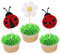 36 Stück Marienkäfer Tortendeko Glitzer Blumen Insekten Cupcake Toppers Ladybug Kuchen Deko für Garten Thema Baby Dusche Kinder Geburtstag Party Kuchen Dekorationen