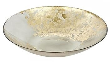Lambert Hediye Glasschale grau-Gold H 6,3 cm D30,5 cm