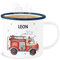 Emaille Becher Blechbecher - Feuerwehr Auto I Feuerwehrauto I 112 I Fire Truck I Löschfahrzeug - 300 ml - Weiß Blau - feuerwehrmann tasse feuerwehrbecher jugendfeuerwehr feuerwehrautos tassen