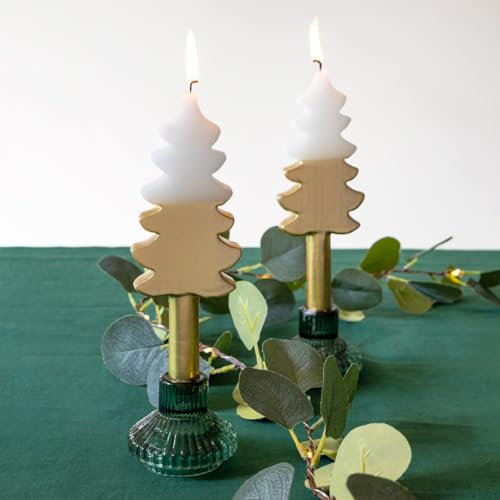 Candele a forma di albero di Natale, bianche e dorate, perfette per il tavolo da pranzo o il camino, regalo di Natale, da usare come decorazione per la casa, riempitivo per calze non profumate,