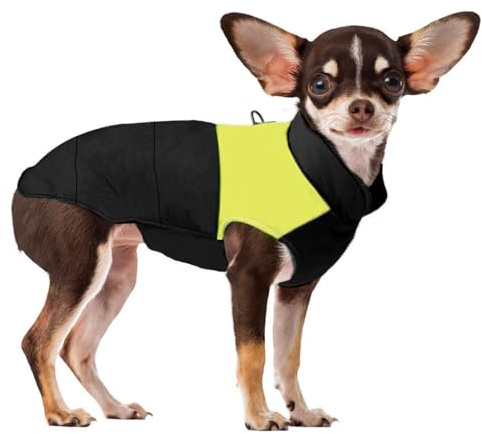 Voarge Vêtement Chaud d'hiver pour Chien - Veste imperméable pour Chiens de Petite, Moyenne et Grande Taille (Jaune, L)