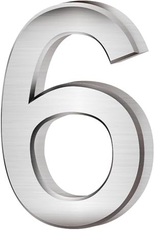 Vanyibro 3D House Number Sticker 6-7.6CM Silver Waterproof Self Adhesive Door Number Sticker for Mailbox House Hotel Number