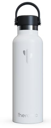 THERAMIC Bouteille d'eau Thermale de 600 ML en Acier Inoxydable avec Double paroi et revêtement Interne en céramique. Couleur Blanche.