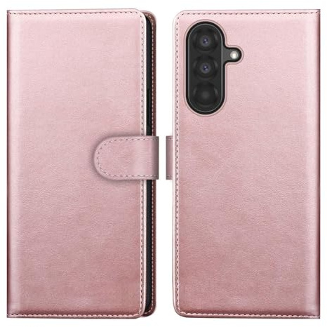 NWNK13 For Samsung Galaxy A15 Case Leather Wallet Book Flip Stand View Phone Cover with Card Holder Slots Compatible with Galaxy A15 5G / A15 4G Rose Gold