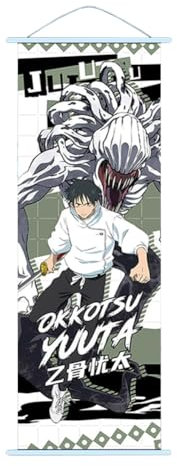 Zhongkaihua Anime Scroll Gemälde Geto Suguru/Fushiguro Toji/Okkotsu Yuta Poster Fabric Wall Art Scroll Hängen Home Dekoration