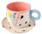 Soulnioi Ceramic Coffee Mug, Cute Ice-Cream Cappuccino Cup and Saucer Set, 280ML Breakfast Oatmeal Cup Creative Tea Milk Cup for Gift - Ice Cream