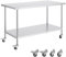 VEVOR Stainless Steel Work Table 30 x 60 x 38 Inch, with 4 Wheels, 3 Adjustable Height Levels, Heavy Duty Food Prep Worktable for Commercial Kitchen Restaurant, Silver