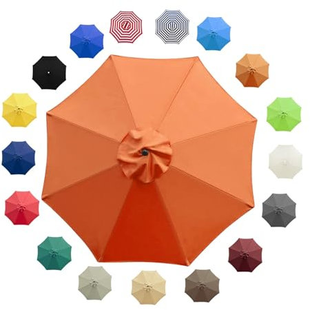 UYTOIZ Toldo de Repuesto para sombrilla Patio 2.7/3.0m,Cubierta de Parasol césped de Poliéster,Cubierta De Sombrilla de Piscina De Grandes Resistente a la decoloración 6 Varilla(Naranja,3.0m)