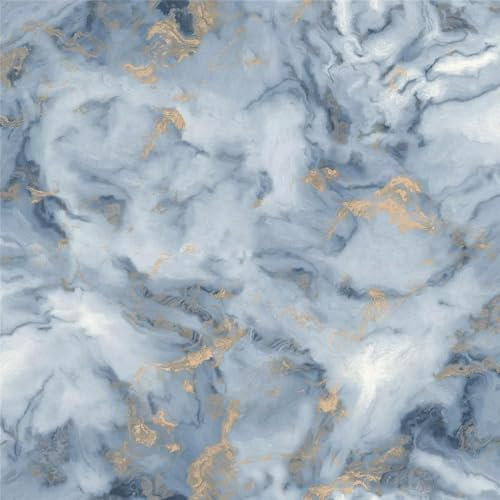 Marble Blue Wallpaper - Metallic Gold Effect Realistic Modern Contemporary - Stylish Glamorous Trendy Feature Wall