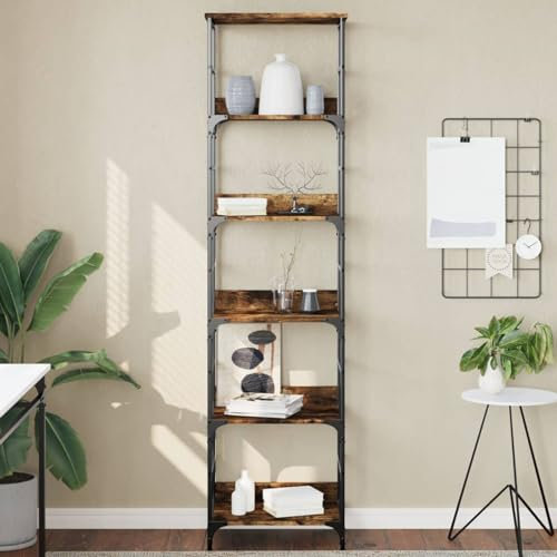 Iiaky Bücherregal Regale FüR BüCherregale Book Shelf Regale BüCherregal Räuchereiche 50x33x188,5 cm Holzwerkstoff