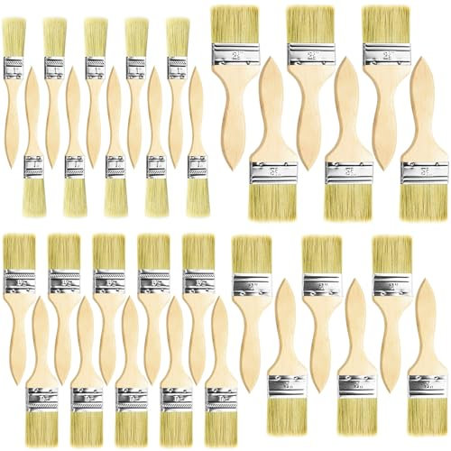 MirraSwit 32 Pcs Paint Brushes, Professional Wooden Handle Paint Brush, Cutting in Paint Brush for Wall Edging Corner Painting and Decorating (2.5, 2, 1.5,1 inch)