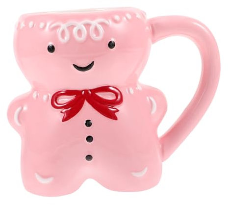 MAGICLULU Boccale in Ceramica Tazze Natalizie Rosa Caffè Da Uomo Tazze Da Caffè Novità Tazza Di Babbo Natale Tazze Natalizie Con Omino Di Pan Di Tazza Da Colazione Tazza Decorativa