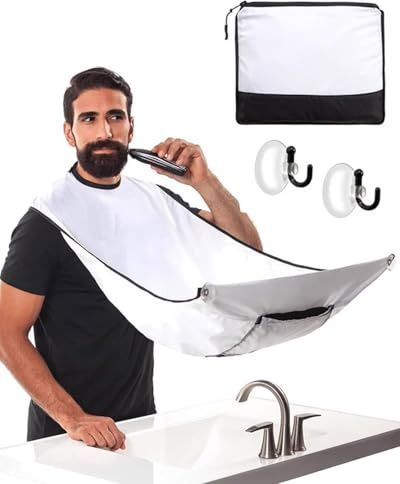 LOZTBUE 1 Stück weiße Bartschürze für Bartstyling, wasserdichtes Bartlätzchen für Bartpflege Stoffgeschenk der Herrenserie