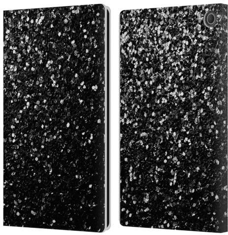 Head Case Designs Offizielle PLdesign Schwarz Funkelnde Drucke Leder-Wallet-Hülle Kompatibel mit Amazon Fire Max 11 2023