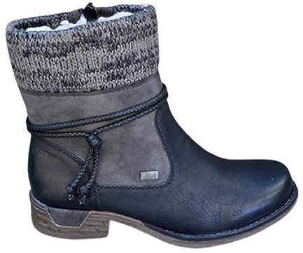 Generico Stivali Donna Scamosciati Stivaletti Anfibi Donna Stivali Corti alla da Donna Imbottiti Autunno e Inverno Stivali Corti a metà Polpaccio da Donna con Stivali Brillantini Donna (Black, 41)