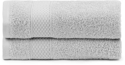 BOSKIMO Set de Serviettes de Bain en Coton de Haute qualité, Grande Serviette de Bain, Serviette à Main, Serviette de Douche, 100% Coton, 450 g (Gris, Pack 2-70x140)