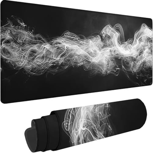 Gaming Mauspad Schwarz Mousepad xxl 800 x 300 Abstrakt, Schreibtischunterlage Groß Rutschfeste Gummibasis, Mouse Pad Groß Vernähte Kanten, Wassxerdicht für Pc, Gaming Zubehör, Büro, Zuhause Q-1