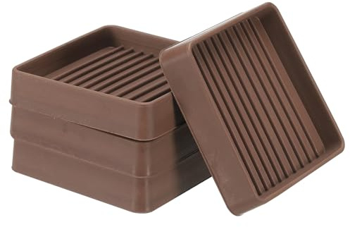 PATIKIL 2.5x2.5 Carrés en Caoutchouc pour Meubles, 4 Paquets de Patins antidérapants pour Pieds de Meubles de lit, canapé, Chaise, Table, arrêt, Marron