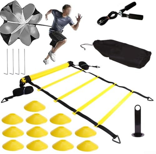 Escalera de velocidad de flexibilidad con clavos de tierra perfecta para entrenamiento de agilidad en varios deportes (B)