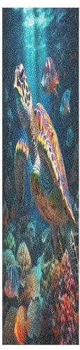 DDDIYEU Bunte Schildkröten-Meereskunst Skateboard Griptape Rutschfest Selbstklebend Longboard Griptapes Aufkleber Griffband 9x33in,44x10in(1pcs)
