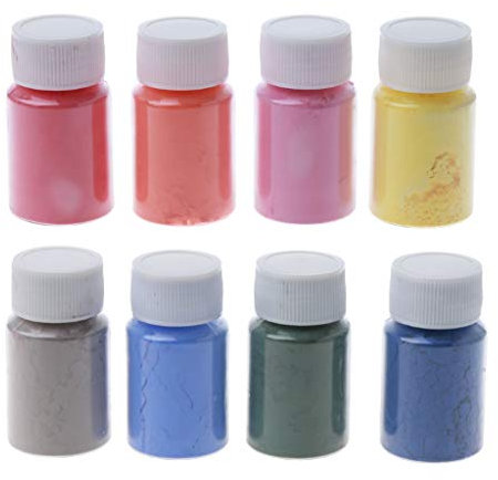 Thermochromes, temperaturaktiviertes Pigmentpulver, wärmeempfindliches Farbwechselpulver, Harz, Epoxidharz, 10 g/Flasche, 8 Farben