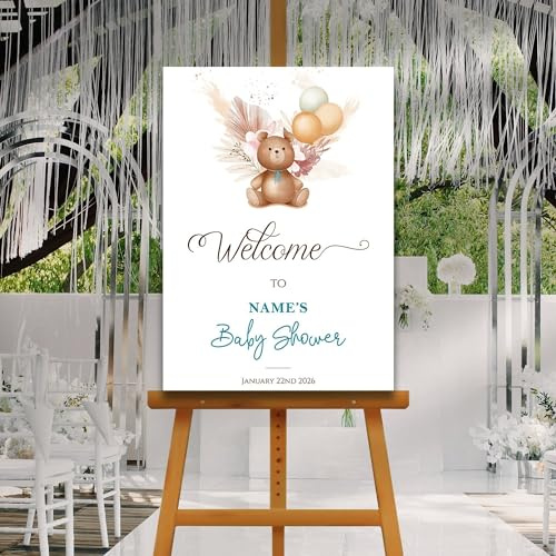 Boho Teddy Baby Shower Welcome Board, A1, A2, A3 or A4, Gender Neutral Baby Shower Sign, Baby Welcome Sign, Baby Boy Baby Girl Shower Decor
