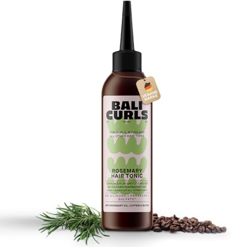 BALI CURLS Rosemary Hair Tonic – Veganes Haartonikum mit Rosmarinöl & Koffein – Haarwasser zur Kopfhautpflege & Förderung von Haarwachstum – Für kräftiges, gepflegtes Haar – 100 ml