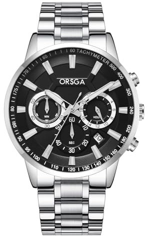 CIVO Herren Uhr Chronograph Armbanduhr: Edelstahl Silber Analog Herrenuhr - Wasserdicht Quarz Datum Uhren für Männer - Elegante Geschenk