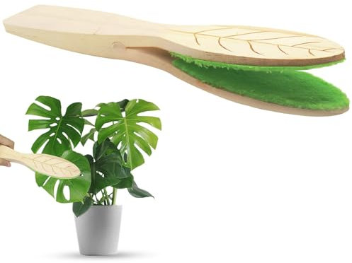 Plants Leaf Cleaning Tongs, Leaf Cleaning Tongs, Plant Dust Removal Cleaning, Double-Sided Plant Leaf Cleaning Brush with Wood Handle for Indoor Outdoor Plants Cleaning