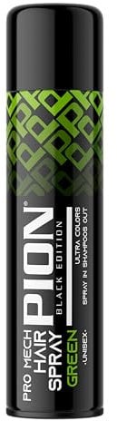 Pion Black Edition Pro Mech Green Temporary Hair Color Spray 150 ml - Ultra Colors, Spray Colorant Semi-Permanent Vert, Shampoing Vaporisateur, Unisexe, Pour Usage Domestique et Quotidien