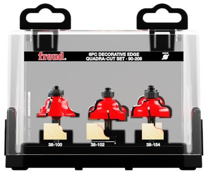 Freud 90-206: Six Piece Decorative Edge Quadra-Cut Router Bit Set