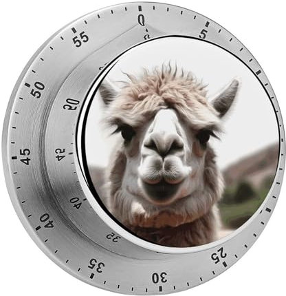 Küchentimer, lustiger Alpaka-Lama, bedruckt, Koch-Timer, Uhr mit lautem Alarm, keine Batterien erforderlich, Wind zum Kochen Backen