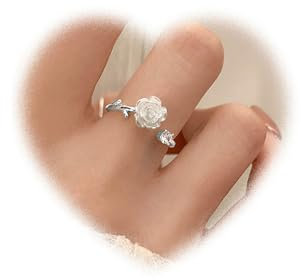 Crymystal Bague bohème avec fleurs blanches, rose blanche, bague empilable, cristal à pois, avec strass, bijoux pour femmes, Zinc, Pierres précieuses artificielles