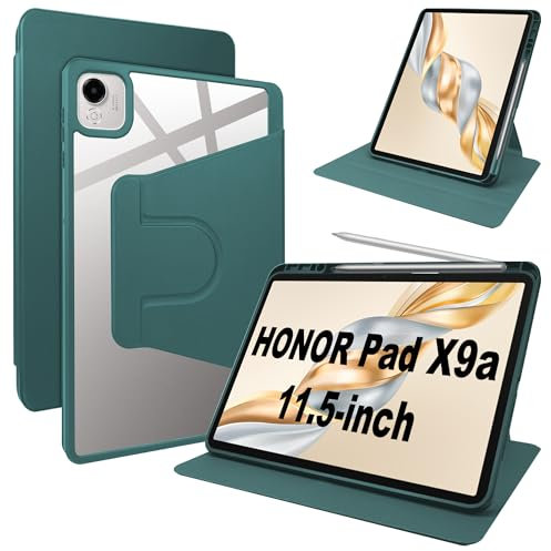 Lemxiee PU Leder Case für Honor Pad X9a hülle mit Stiftschlitz/Drehständer/Kratzfest,PU Leder + Acryl Cover