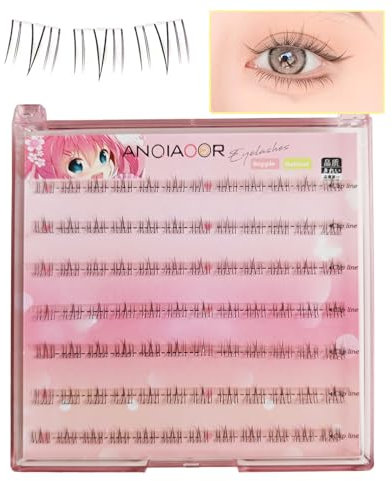 Lot de 84 extensions de cils inférieurs auto-adhésives 5-6 mm - Sans colle - Kit d'extension de cils inférieurs courts pré-collés - Faux cils pour les yeux - Ruban transparent