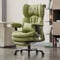Efomao Desk Office Chair, X-Embroidery Big and Tall PU Leather Home Chair, Adjustable High Back Computer Gaming Chair, 200kg Swivel Executive Office Chair with Footrest and Lumbar Support, OLIVE GREEN