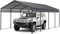 XINRISHENG Heavy Duty Carport Vordach mit Stahldach, Metallcarport, Allwetter Outdoor Tragbares Lagerzelt mit verstärkter Basis