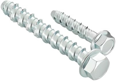 Set di 20 viti per calcestruzzo M8 x 60 mm, viti per calcestruzzo a testa esagonale, viti per calcestruzzo senza tasselli, zincate con disco, ancoraggio a vite per industria muratura, calcestruzzo