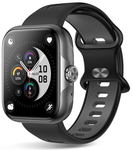 Smartwatch Herren Damen mit GPS, 1.78 AMOLED Armbanduhr 24H Telefonfunktion/Herzfrequenz/SpO2/Schlaf, 120+Sportmodi, IP68 Fitnessuhr Schrittzähler Android iOS (Schwarz, Normal)