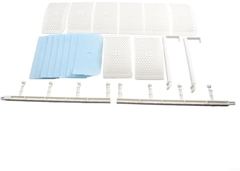 Volakebeing Deflector de viento de aire acondicionado de 8 hojas, dirección ajustable, montado en la pared, escudo deflector de CA con filtro opciones de algodón, color blanco, 20 x 90 cm (filtro de