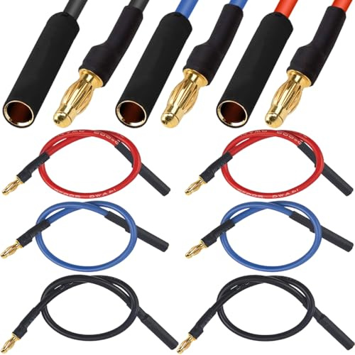 Xiatiaosann 6 Stück 4 mm vergoldetes Bananenstecker kabel 4 mm Bananenstecker Stecker/Buchse Adapter-Verlängerungskabel für ESC-Motoren, RC Brushless