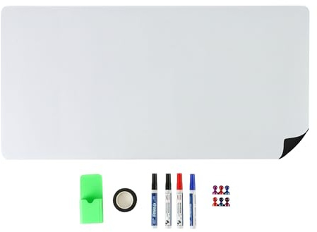 Relaxdays Whiteboard Folie, H x B: 40 x 80 cm, 4 Stifte, 6 Magnete, weiß | Stiftebox, Klebeband, magnetisches Memoboard