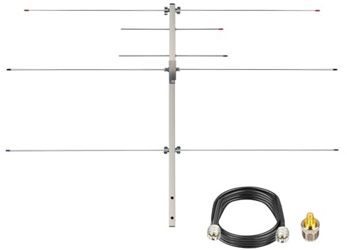 Yagi Antenna for Ham Radio Dual Band 2m 70cm VHF UHF (136-174/400-470MHz) 5 Element U2V3 Outdoor Directional Base Antenna with 32ft Cable for 2 Meter 144 MHz Handheld Repeater Satellite