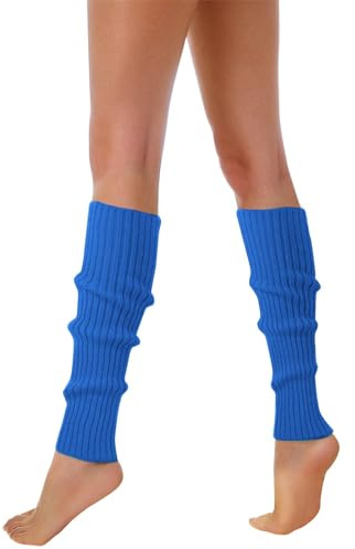Bunt Stulpen Damen,Fasching 80er Jahre Damen Accessoires Karneval Neon Beinstulpen Blau Hippie Beinwärmer Party Neonfarbene Mode Leg Warmers für Mädchen Warme